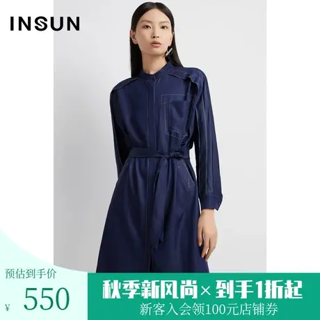 恩裳春秋季经典工装风舒适抗皱天丝牛仔通勤连衣裙图片
