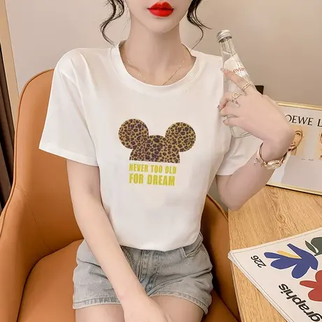 白色t恤女短袖夏季2023年款印花纯棉宽松设计感小众半袖上衣ins潮商品大图