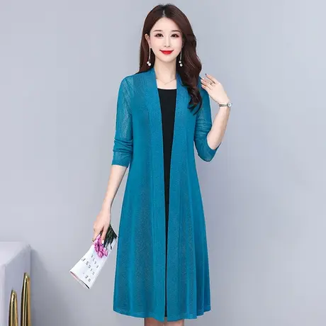 披肩女外搭洋气外套冰丝中长款开衫配裙子纯色百搭防晒衣薄款披风商品大图