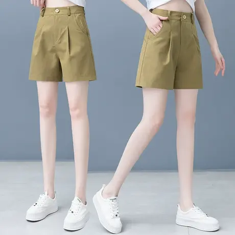 时尚休闲短裤女夏季2023新款高腰A字四分西裤韩版小个子阔腿短裤商品大图