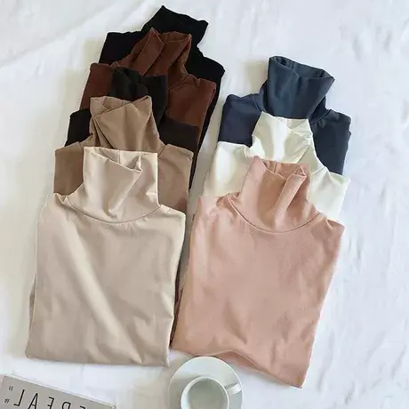 黑色显瘦修身打底衫内搭长袖高领T恤ins潮2023新款韩版洋气泫雅风商品大图