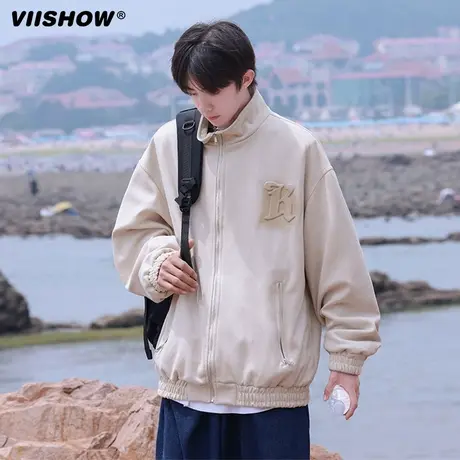 VIISHOW麂皮绒夹克男款秋季潮牌oversize韩系慵懒风宽松休闲外套图片