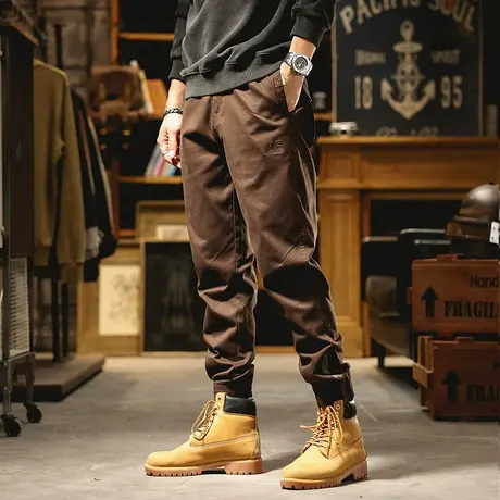 裤子男韩版潮流冬季新款宽松休闲裤男士束脚束脚款时尚工装休闲裤商品大图