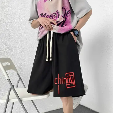 加肥加大码男士短裤夏季宽松潮流ins港风五分裤胖子休闲运动中裤商品大图