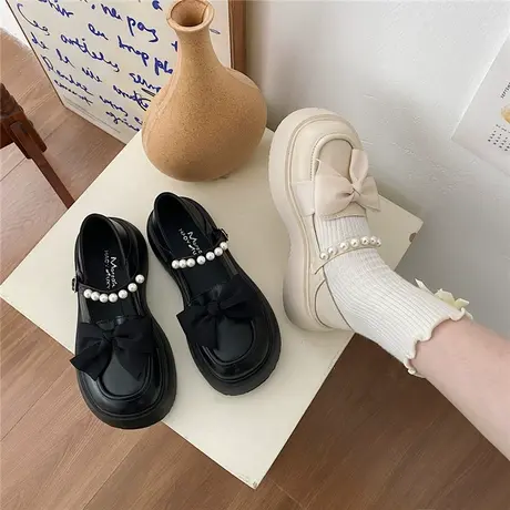 法式玛丽珍小皮鞋女夏季薄款英伦风厚底松糕宽头圆头配裙日系jk鞋商品大图