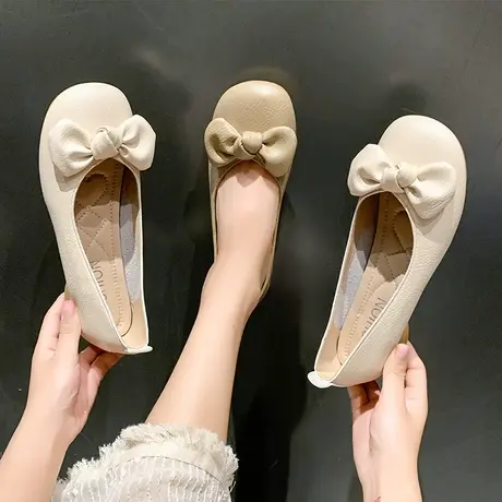 圆头韩系平底鞋晚晚风仙女风温柔单鞋不累脚女鞋软底软面舒适女鞋商品大图