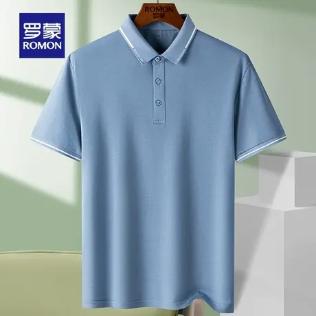 【含桑蚕丝】罗蒙短袖T恤男2024夏装新款凉感纯色商务翻领POLO衫图片