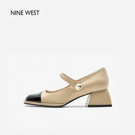 Nine West/玖熙浅口玛丽珍鞋2024年春季新款方圆头仙女风高跟鞋女图片