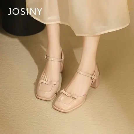 Josiny/卓诗尼玛丽珍女鞋2023夏季新款包头蝴蝶结高跟鞋时尚单鞋商品大图