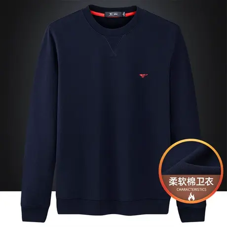 七匹狼狼族生活男装圆领长袖T恤衫2023春季舒适棉质卫衣时尚百搭商品大图