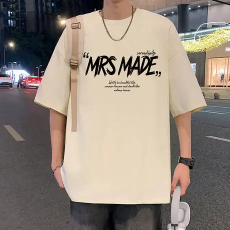 重磅男生短袖T恤男夏季美式纯棉半袖衣服oversize潮牌宽松体恤衫商品大图