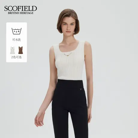 【松弛老钱风】Scofield女含桑蚕丝肌理感低领背心可水洗25秋新品商品大图