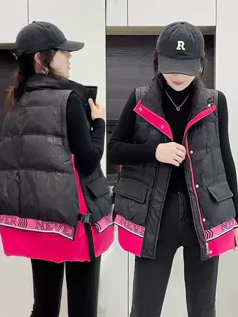 欧洲站新款立领羽绒马甲高端时尚百搭秋冬保暖潮流加厚休闲坎肩潮商品大图