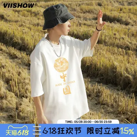 VIISHOW2024新款男装港风ins短袖T恤男夏季宽松男士潮牌时尚短袖商品大图