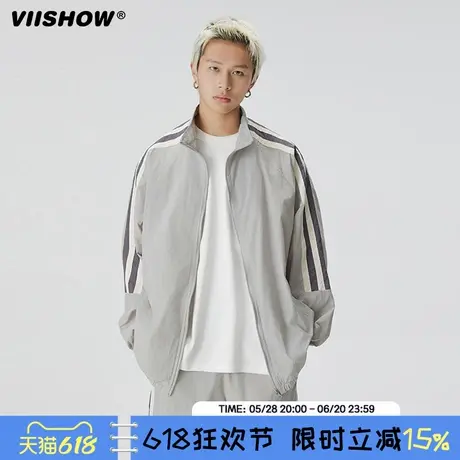 VIISHOW防晒服男士2025三条杠条设计感情侣潮流上衣短裤运动套装商品大图