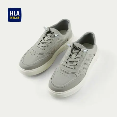 HLA/海澜之家透气休闲鞋25新款圆头免系带日常纯色耐穿轻便板鞋男商品大图
