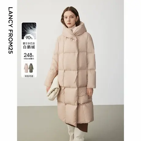 朗姿霍尔多巴吉白鹅绒中长款羽绒服外套设计感冬季新款通勤上衣女图片
