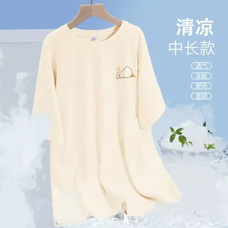 JR真维斯短袖女2025新款春夏杏色宽松大码休闲复古美式圆领t恤女商品大图