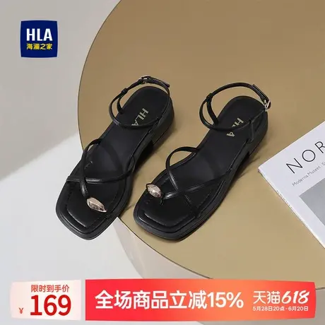 HLA/海澜之家套趾女士罗马夹脚凉鞋女款夏季低跟欧洲站鞋子女软底商品大图