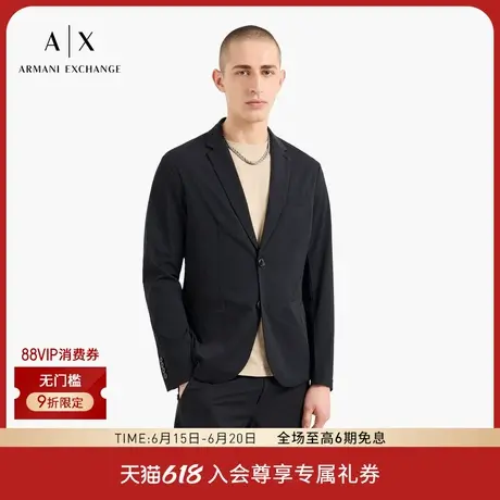 ARMANI EXCHANGE/阿玛尼男士弹力平驳领纯色商务休闲西装外套官方商品大图