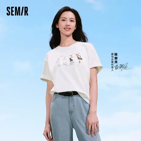 凉感T|商场同款森马大力水手联名短袖T恤女2024新款夏季抗菌速干图片