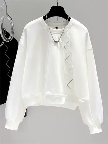 无帽卫衣2023秋季韩版新款薄款宽松外套春秋短款长袖上衣女ins潮商品大图