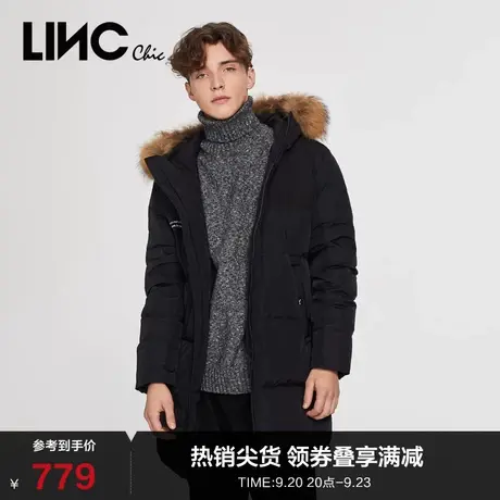 LINCCHIC金羽杰羽绒服男毛领中长款羽绒服男士冬季外套946251-1图片