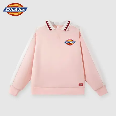 Dickies童装女童卫衣儿童秋季粉色拼接polo领上衣男孩美式服装秋A图片