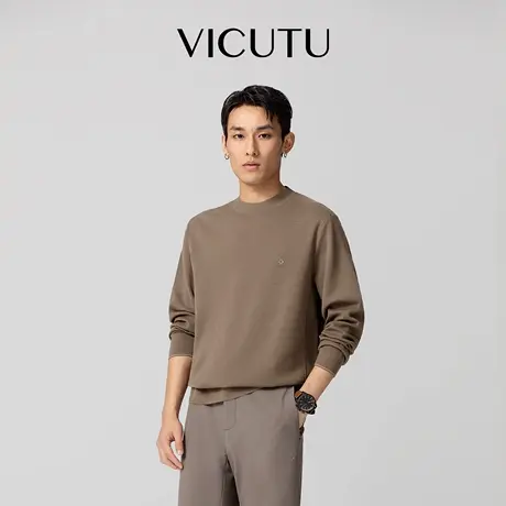 VICUTU威可多男士针织长袖舒暖绵羊毛日常通勤圆领外搭时尚针织衫图片