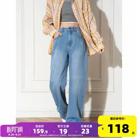 唐狮2025春秋季新款直筒长裤牛仔裤女小个子裤子高级感慵懒牛仔蓝商品大图