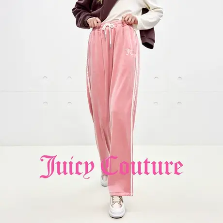 Juicy Couture橘滋休闲裤女2025年秋季新款拼接直筒刺绣运动长裤商品大图