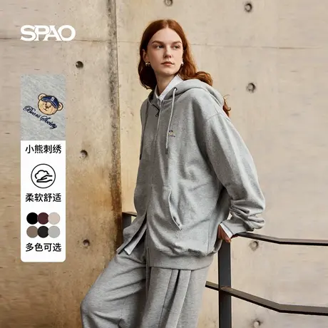 【U先测评】SPAO韩国同款25年秋季新品时尚连帽woodie小熊外套商品大图