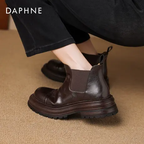 达芙妮短靴女2025新款秋冬季切尔西靴子加绒美拉德裸靴厚底马丁靴图片