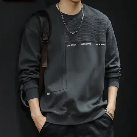 重磅卫衣男秋冬款圆领潮牌衣服秋季2023新款长袖大码男款撞色拼接商品大图