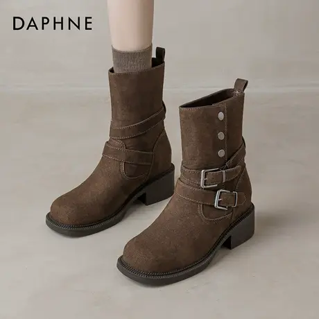 达芙妮美拉德高跟中筒靴子女2026新款骑士靴内增高短靴厚底马丁靴商品大图