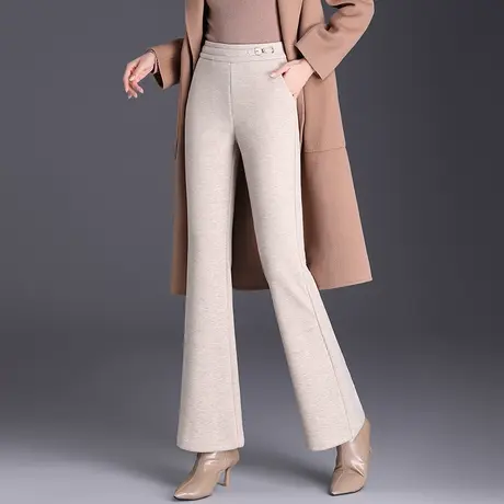 气质修身微喇裤女秋冬2023新款高腰通勤韩版长裤休闲直筒喇叭裤子商品大图