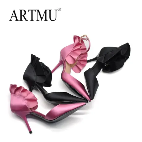 Artmu阿木包头凉鞋女尖头黑色高跟鞋斩男细跟凉鞋气质名媛高级感图片
