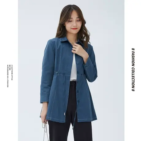 [商场同款]唐狮秋冬短外套女中长款净色外套休闲宽松唯美上衣潮图片