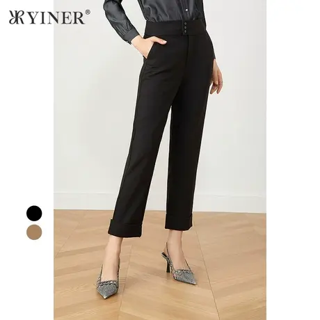 *YINER音儿奥莱女装冬季通勤OL直筒裤休闲裤商品大图