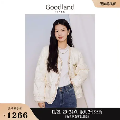【名媛小香风】Goodland美地女装冬季肌理面料羽绒服商品大图