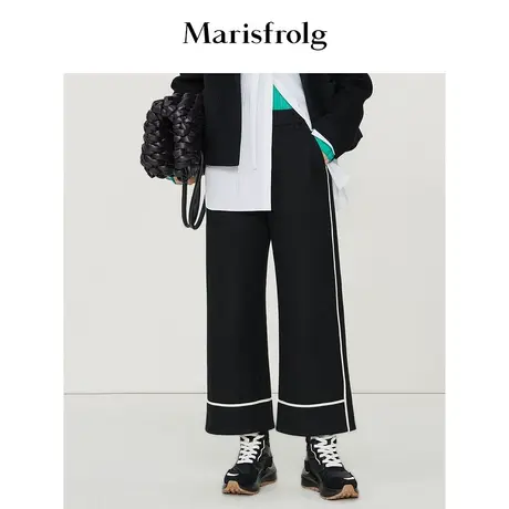 【商场同款】玛丝菲尔年冬季新款黑色时尚简约百搭九分休闲裤商品大图