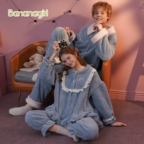 Bananagirl珊瑚绒睡衣女秋冬甜美可爱法兰绒保暖加厚套装女士韩版商品大图