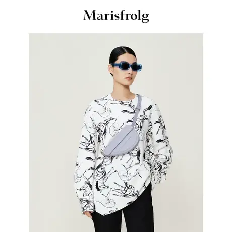 【言选好物】玛丝菲尔秋季新款宽松长袖T恤上衣女卫衣商品大图