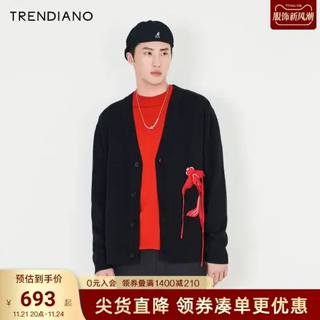 TRENDIANO官方2023新款春季男装针织衫时尚毛织外套商品大图