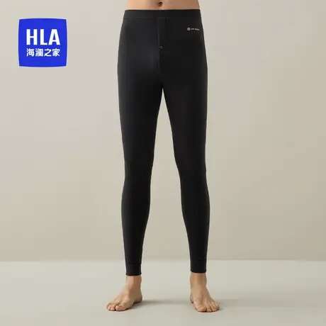 HLA/海澜之家男士蚕丝贴片内外磨毛双重保暖护膝防风弹力单裤商品大图