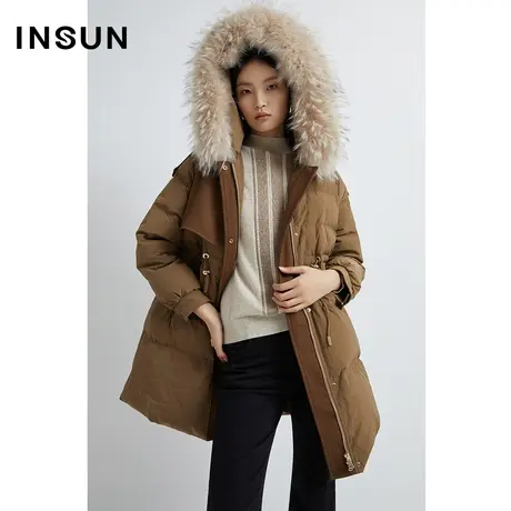 INSUN恩裳线上专选冬季休闲毛领鹅绒羽绒服商品大图
