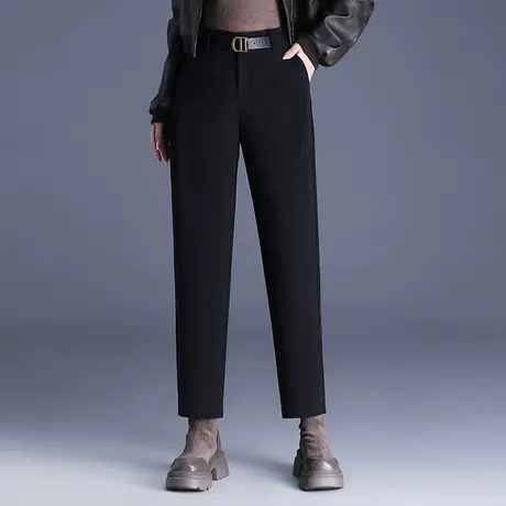 时尚直筒小西裤女秋冬2023新款高腰宽松显瘦烟管裤通勤小脚休闲裤商品大图