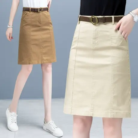 休闲半身裙女高腰2024年新款夏季宽松时尚显瘦a字裙百搭包臀裙子图片