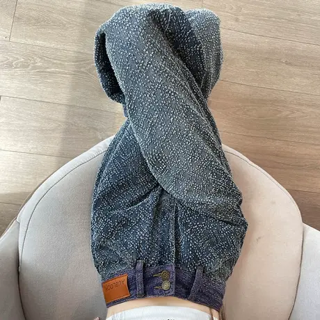 蓝色直筒牛仔裤女2024年秋季新款设计感小众宽松百搭高腰阔腿长裤商品大图