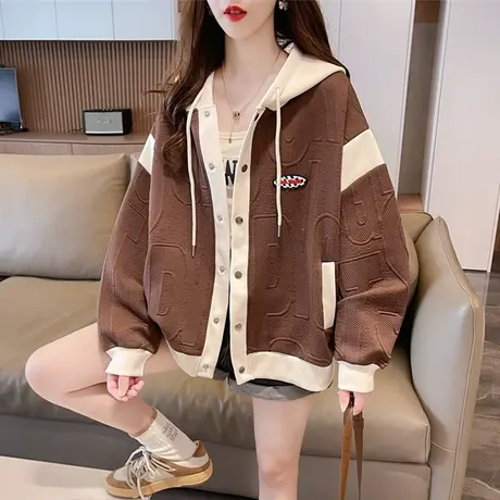 早秋外套女春秋季韩版宽松初秋薄款百搭小个子撞色开衫卫衣棒球服商品大图